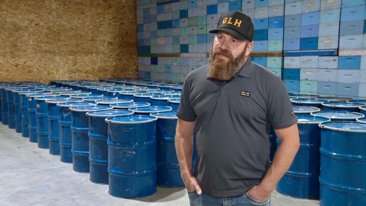 default-279 Beekeeper Lorne Prins in the honey storage room in central Alberta